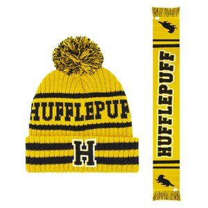 Harry Potter Hufflepuff Beanie Hat and Scarf Set - Wizarding World Gifts